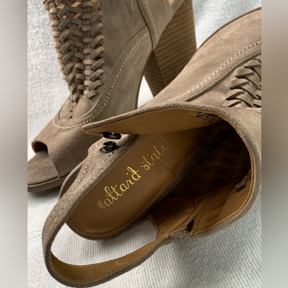 Alter’d State Mio Woven Open Toe Slip-On‎ Sling Back Chunky Heels Taupe Size 8.5 - Picture 10 of 15
